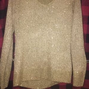 Boston Proper gold sequin sweater